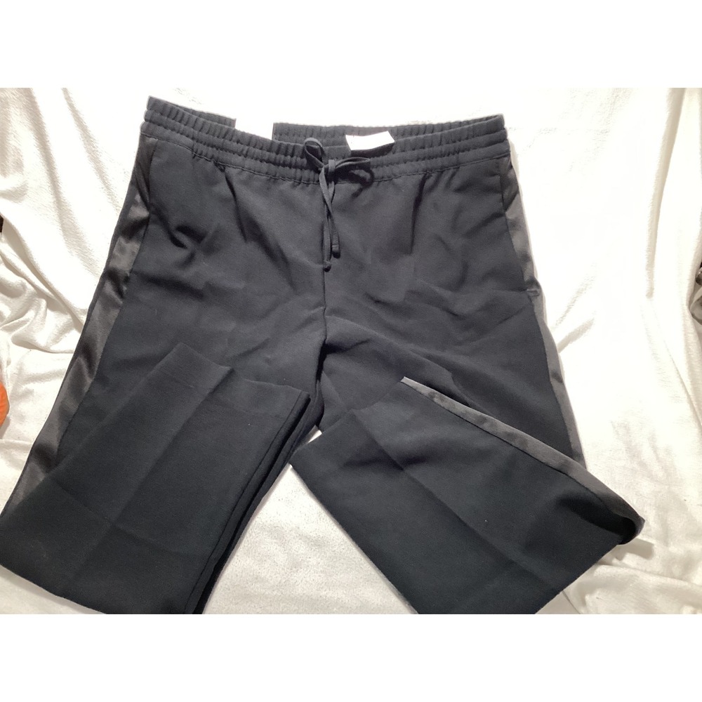Banana Republic Tapered Ankle Pants Black High Rise Satin Stripe XL 829831-01-1
